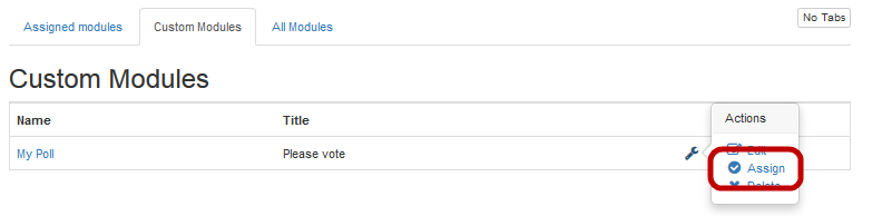 Assigning a custom module