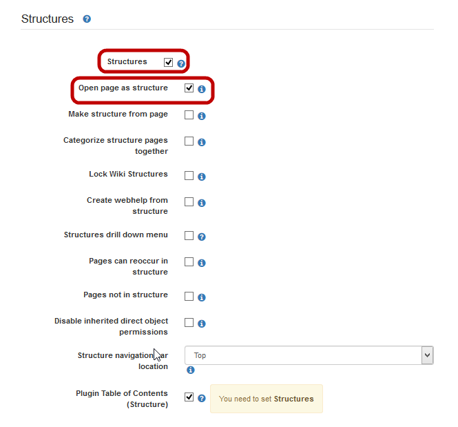 Enabling the Structures feature.