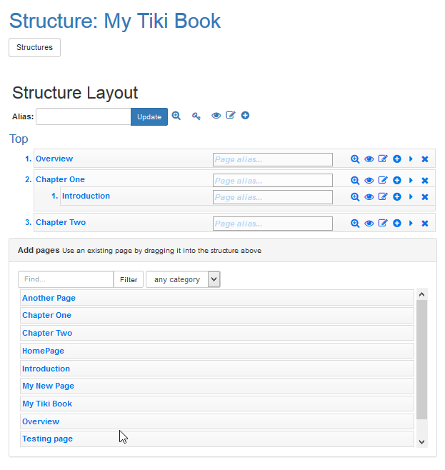 Modify Structure page