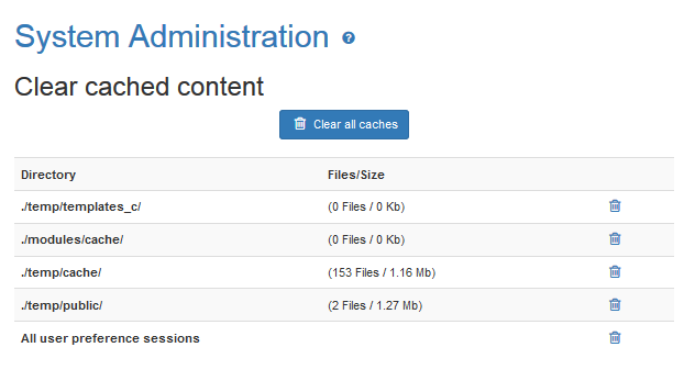 Tiki Cache/System Admin