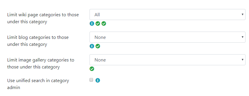 Category control panel