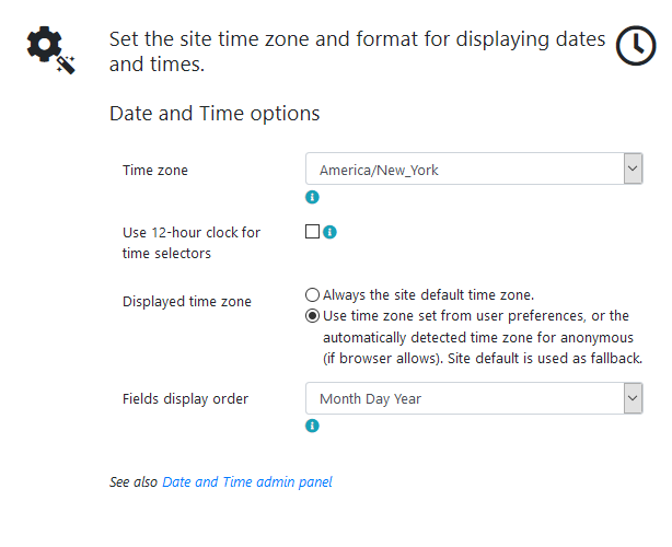 Setting the time zone