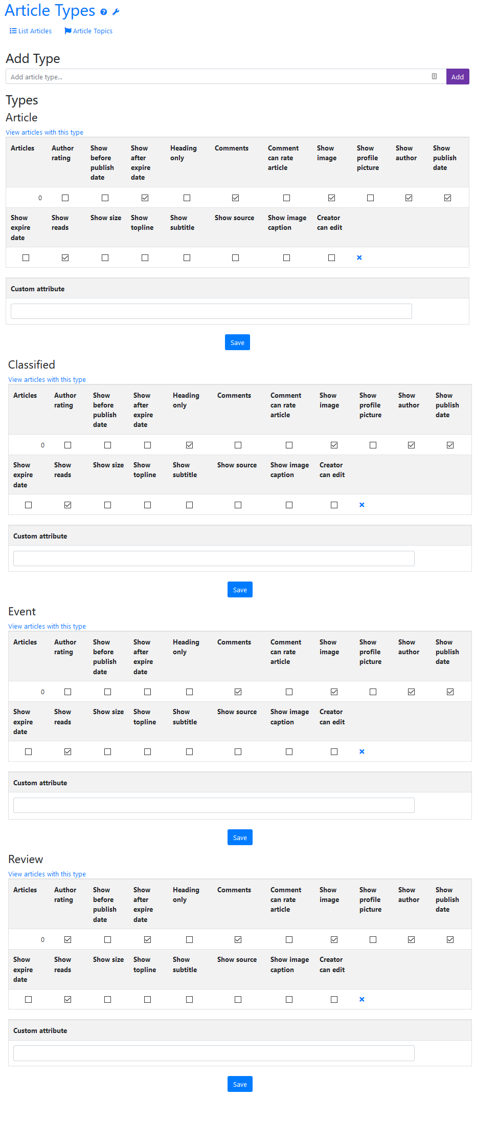 Admin Article  Types